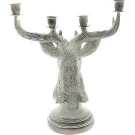 Frank-Flechtwaren FRANK FLECHTWAREN Kerzenhalter Hirsch Kerzenständer - Silber