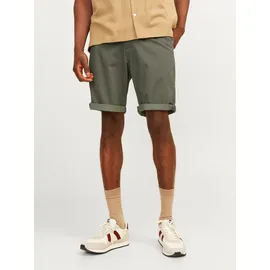 JACK & JONES "JPSTBOWIE JJSHORT SA", Herren, Gr. M, N-Gr, grün (olive night), Web, Obermaterial: 98% Baumwolle, 2% Elasthan, unifarben, slim fit kniefrei, Hosen Chinoshorts