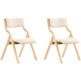 SoBuy 2er Set Esszimmerstuhl Klappstuhl Küchenstuhl Polsterstuhl mit Lehne Beige FST40-Wx2