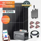 Balkonkraftwerk 2000W Bifazial mit Speicher Anker Photovoltaik Glas/Glas Solaranlage Komplettset WIFI Smarte Mini-PV Anlage 2000 Watt