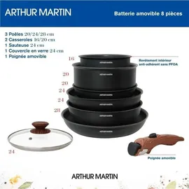 Arthur Martin Kochtopfset 8 Teile Aluminium