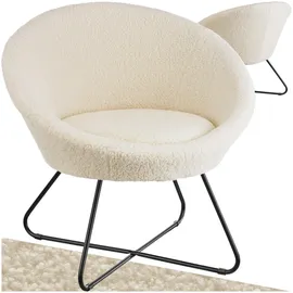 Tectake tectake® Cocktailsessel, gepolstert, mit Bouclé- oder Samtbezug, pulverbeschichtetes Stahlgestell, 83 x 73 x 82 cm