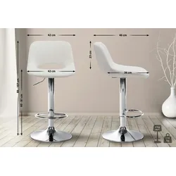 CLP Barhocker Camden Samt creme/Metall in Chromoptik