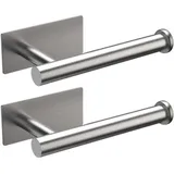 Set Aus Zwei Wandmontierten Toilettenpapierhaltern Aus Edelstahl, Selbstklebend, Ohne Bohren.