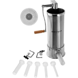 BROWIN BROWIN® Manuell Wurstfüller aus Edelstahl 311006 | 5 kg vertikale Wurstmaschine | Wurstfüllmaschine für Küche und Restaurants | Wurstpresse | Machine für hausgemachte Wurst, Cevapcici und Cannelloni
