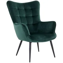 Sessel Dunkelgrün aus Samt und Metall Skandi Design