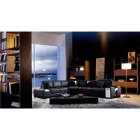 JVmoebel Ecksofa Schwarze Leder Couch mit Boxspring-Polsterung und Kissen, Made in Europa schwarz