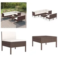 vidaXL 8 tlg. Garten Lounge Set mit Auflagen Poly Rattan Braun - Garten-Sofagarnitur - Garten-Sofagarnituren - Gartensofa-Set - Gartensofa-Sets - Braun