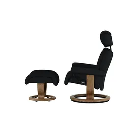 Stressless Relaxsessel Leder 77 x 108 x 76 cm Schwarz mit Hocker