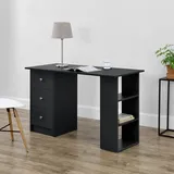 [en.casa] Schreibtisch 120x50x72cm Bürotisch mit Schubladen Schwarz Ablage Regal PC Tisch [en.casa] - Schwarz