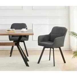 xonox.home Stuhl Sophie Chenille-Optik anthrazit 2er Set