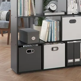 Vicco Raumteiler Pilar Bücherregal Standregal Büroregal 12 Fächer Schwarz 131.6 x 143 cm