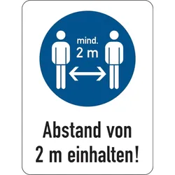 Kombischild, Abstand von 2 m einhalten!, Folie - 200x300x1.5 mm Kunststoff