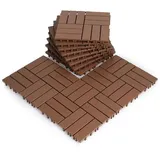 88 Stück Terrassenfliesen 8 qm, 30x30cm Kunststoff Fliesen Klickfliesen Balkonfliesen Holzoptik Gestreift, Wetterfest, Anti-Rutsch, Braun
