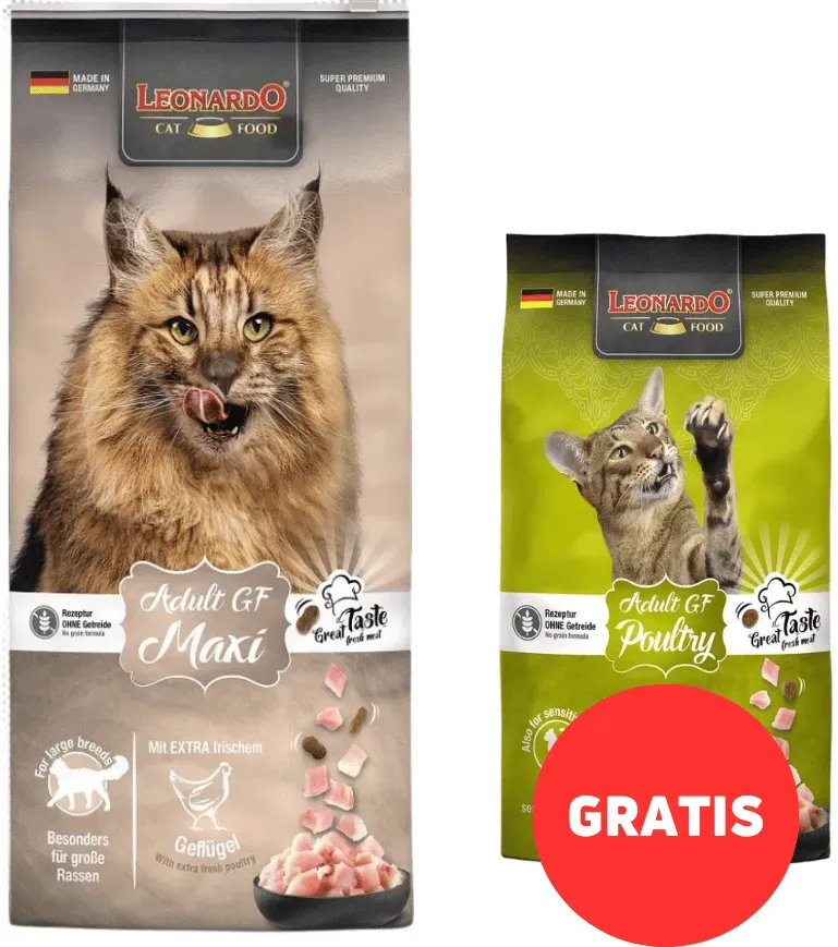 LEONARDO Adult Maxi getreidefreies Katzenfutter für große Rassen 15 kg + Futter 300g GRATIS