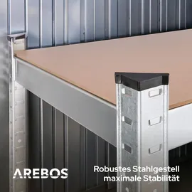 Arebos Schwerlastregal Metall 180x90x40 cm silberfarben 5 Böden 875 kg Traglast