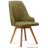 58 aufm Kessel Esszimmerstuhl Küchenstuhl (2er-Set) Domka 52x91x60 Eiche geölt/Anthrazit (Lieferung bis Verwendungsstelle, 8 St), Stabiles Gestell aus Massivholz pflegeleichter Bezug aus Microfaser grün
