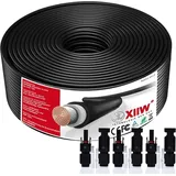 Xiiw - 4mm2 Schwarz 100m Solarkabel Solar Verlängerungskabel mit 4x 30A Solarstecker Photovoltaik Solarkabel Verlängerung IP67 Wasserdichter Rot für