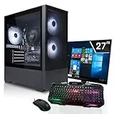 SYSTEMTREFF Office Komplett PC Set AMD Ryzen 5 5500GT 6x4.4GHz | Radeon RX Vega 7 4K | 512GB M.2 NVMe | 16GB DDR4 RAM | Windows 11 | 27 TFT Monitor | Desktop Paket Computer Rechner für Büro Business