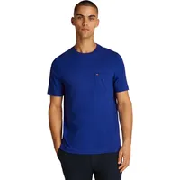 Tommy Hilfiger Herren T-Shirt Kurzarm Essential mit Brusttasche, Blau
