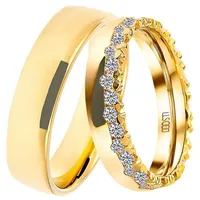 DOOSTI Trauring Schmuck Geschenk Silber 925 Trauring Ehering Partnerring LIEBE, wahlweise mit oder ohne Zirkonia gelb|goldfarben 54