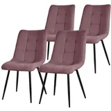 ML-Design – Esszimmerstühle 4er Set – Altrosa Stoff | Rückenlehne, schwarze Metallbeine, gepolstert, Wohnzimmer & Esszimmer