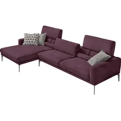 Ecksofa EGOITALIANO "Masu, Design trifft sensationellen Sitzkomfort", lila (plum), B:277cm H:95cm T:157cm, Sofas, inkl. 2 Kissenrollen, Rückenelemente manuell verstellbar, Metallfüße