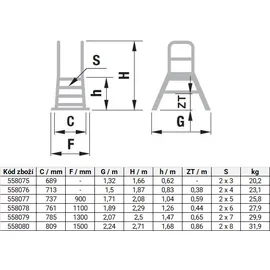 Krause Stabilo Podestleiter Aluminium, ALVE FORTE, 2x5 Sprossen, Plattformhöhe 1,04 m