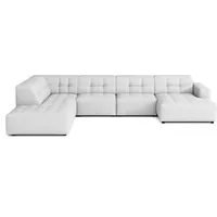 Emoebel24 Ecksofa U-form links 364x262x70 cm modular Sofa Bergi Hellgrau - Hellgrau