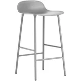 Normann Copenhagen Form Barstuhl aus Stahl und Plastik in der Farbe Grau Sitzhöhe: 65cm, Maße: 42,5cm x 42,5cm x 77cm, 602775