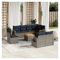 vidaXL Gartensofa-Set 9-tlg. grau Polyrattan
