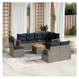 vidaXL Gartensofa-Set 9-tlg. grau Polyrattan