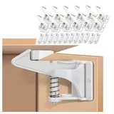 DIWUJI 12 Pack Kindersicherung Schrank, Baby Sicherheit Schrankschloss Unsichtbare Schranksicherung Montage Ohne Bohren Und Schrauben, Schubladen Und Küchen Schranktüren (Weiß)