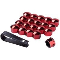 JSCARLIFE 20 Stück Radmutternkappen, universelle Reifennutternabdeckungen, Radmutterkappen mit Entfernungswerkzeug für Autos (rot, 17 mm)