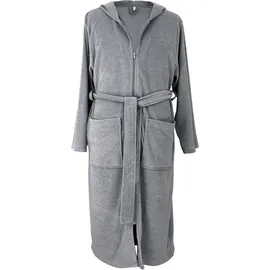 OTTO home Herrenbademantel OTTO HOME "Nela, ideal für Sauna & Spa, Hotelbademantel, Morgenmantel" Gr. XXL, grau, L:125cm, Leichtfrottee, Hausmäntel, einfarbig, S-4XL, mit Reißverschluss