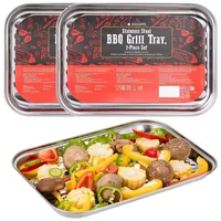 Navaris Edelstahl Grillschale 2er-Set - Grillkorb Gemüse - Grillpfännchen