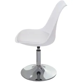 Mendler 6er-Set Drehstuhl Malmö T501, Stuhl Küchenstuhl, höhenverstellbar, Kunstleder ~ weiß, Chromfuß