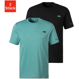 KangaROOS T-Shirt 2er-Pack, mit Print auf der Brust Gr. XL, petrol, schwarz, , 19338908-XL