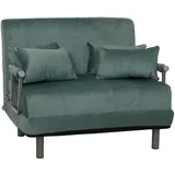 Mendler Schlafsessel HWC-K29, Klappsessel Schlafsofa Gästebett, Liegefläche 190x100cm, Stoff Chenille (370g/m2) - blau-grün