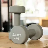Yate Paar Neopren Training Fitness Hanteln 0,5kg 1kg 1,5kg 2kg 2,5kg 3kg 4kg 5kg rutschfest Hantelset Workout Gewichte für Damen Männer Kinder Krafttraining Gymnastik (4kg grau)
