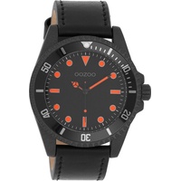 OOZOO Quarzuhr Oozoo Herren Armbanduhr Timepieces Analog, Herrenuhr rund, groß (ca. 44mm) Lederarmband, Elegant-Style schwarz