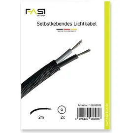 Fasi Lichtkabel 2.0, selbstklebend, 2 m Länge, 2 Endstücke, flexibel, schwarz.... - Schwarz