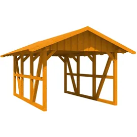 SKANHOLZ Einzelcarport Schwarzwald 4,24 x 6,00 m eiche hell ohne Rückwand