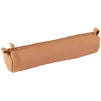 Clairefontaine 6x kleines Schlampermäppchen aus Leder Ø3 ,5x18cm Natur