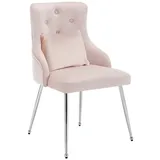 MODFU Polsterstuhl Esszimmerstühle (1 St), Wohnzimmerstuhl mit Lendenkissen Samt rosa