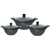 Cheffinger Kochtopfset 20-24-28cm 6-tlg Induktion Alu Guss Geschirr Schwarz