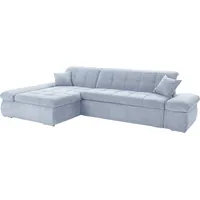 DOMO collection Ecksofa »Moric Luxus - B/T/H 300/172/80 cm, XXL-Format«, L-Form, 140kg Belastung/Sitz, in Cord, Chenille, Kunstleder blau