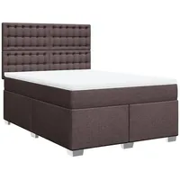 VidaXL Boxspringbett mit Matratze Dunkelbraun 140x200 cm Stoff