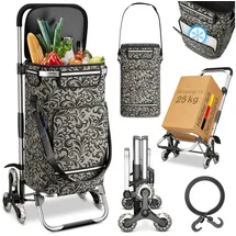 Bestschlaf maxVitalis Einkaufstrolley Treppensteiger mit Kühlfach, Einkaufsroller klappbar, Shopping Trolley höhenverstellbar, Reflektoren, abnehmbare Tasche 43 L, Hackenporsche (Treppensteiger-Trolley,