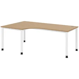 bümö Eckschreibtisch Serie-H Eiche / Weiß